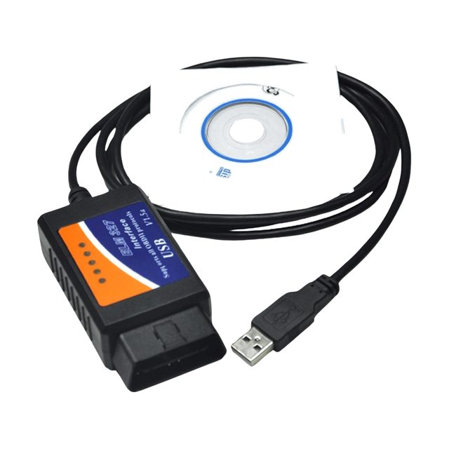 ELM327 USB cu cablul și CD-ul cu programe