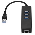 Adaptor Ethernet Gigabit RJ45 cu 3 porturi USB 3.0 pentru PC și Mac