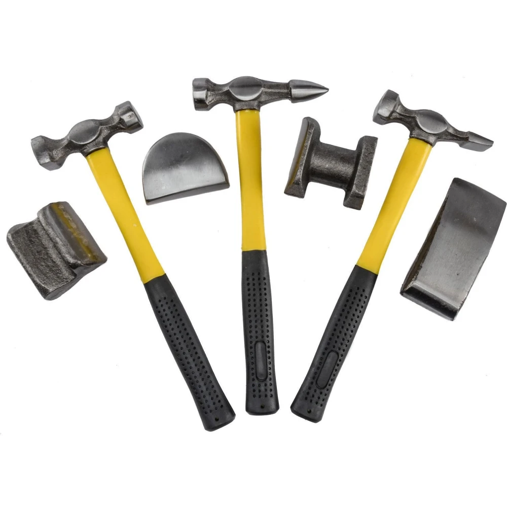 Kit de herramientas chapista con mango de fibra para taller de automoción