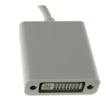 Adaptador Mini DisplayPort a DVI con cable DVI conectado a un monitor