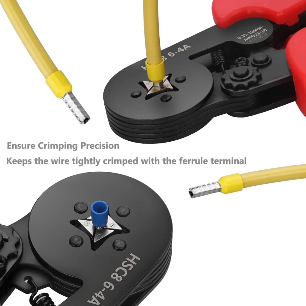 Herramienta alicate crimpador para cables eléctricos 0.25-10 mm² con terminales