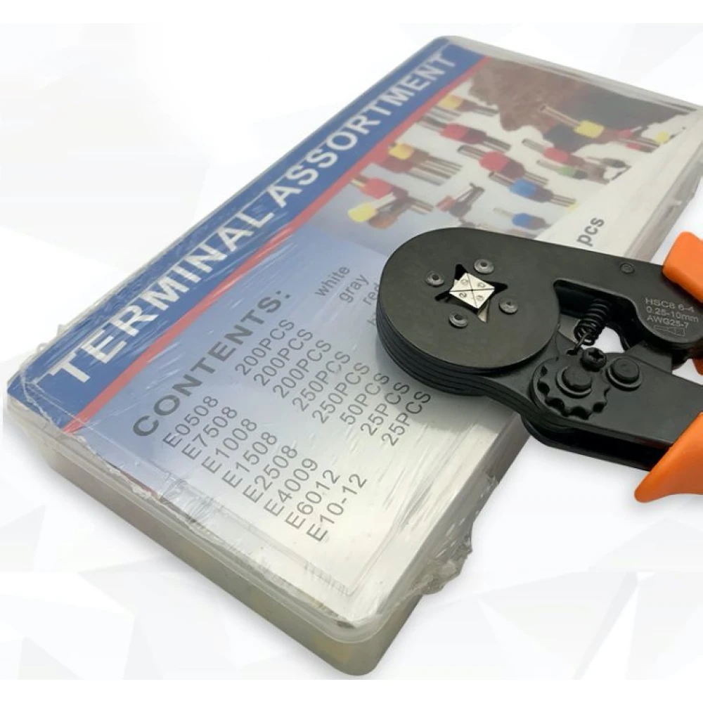 Cleste de sertizat cu terminale 0.25-10 mm² - kit de 1200 piese