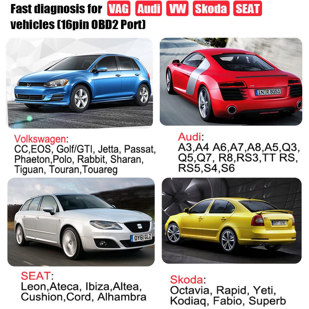 Ancel VD500 OBD2 pentru VW, Audi, Seat și Skoda - cititor coduri
