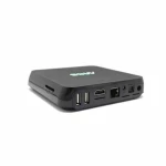 Vista superior del Android TV Box 4K M8S mostrando diseño compacto y moderno