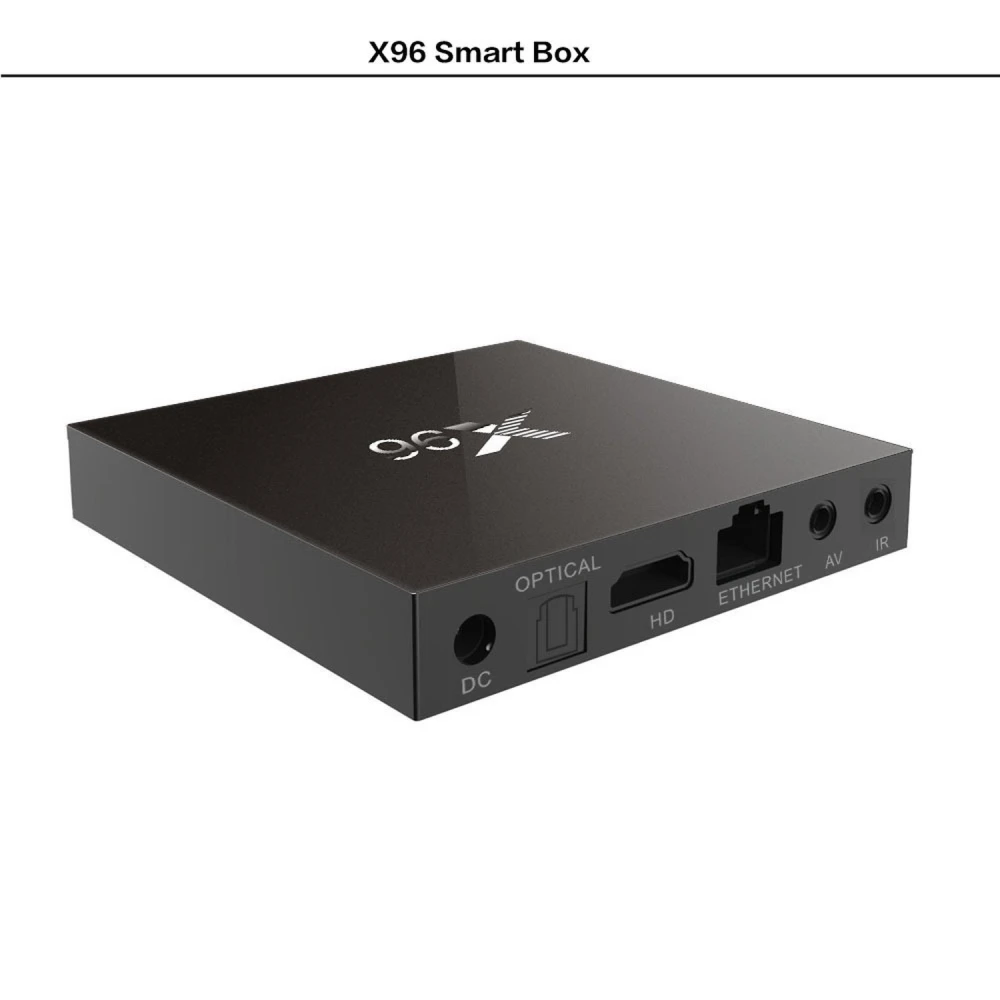 Vista lateral del Android TV Box X96 mostrando puertos USB y ranura MicroSD