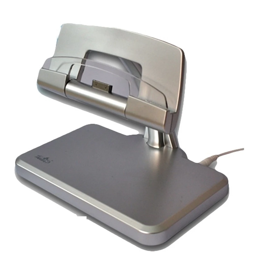 Bază rotativă de încărcare și stand pentru iPad cu cablu USB și design compact