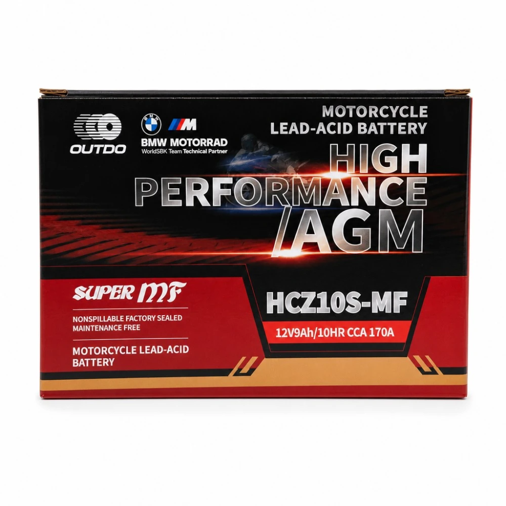 Baterie Moto AGM 12V 9Ah OUTDO HCZ10S-MF - Compatibil Yuasa YTZ10S(-BS) / GTZ10S / ETZ10S