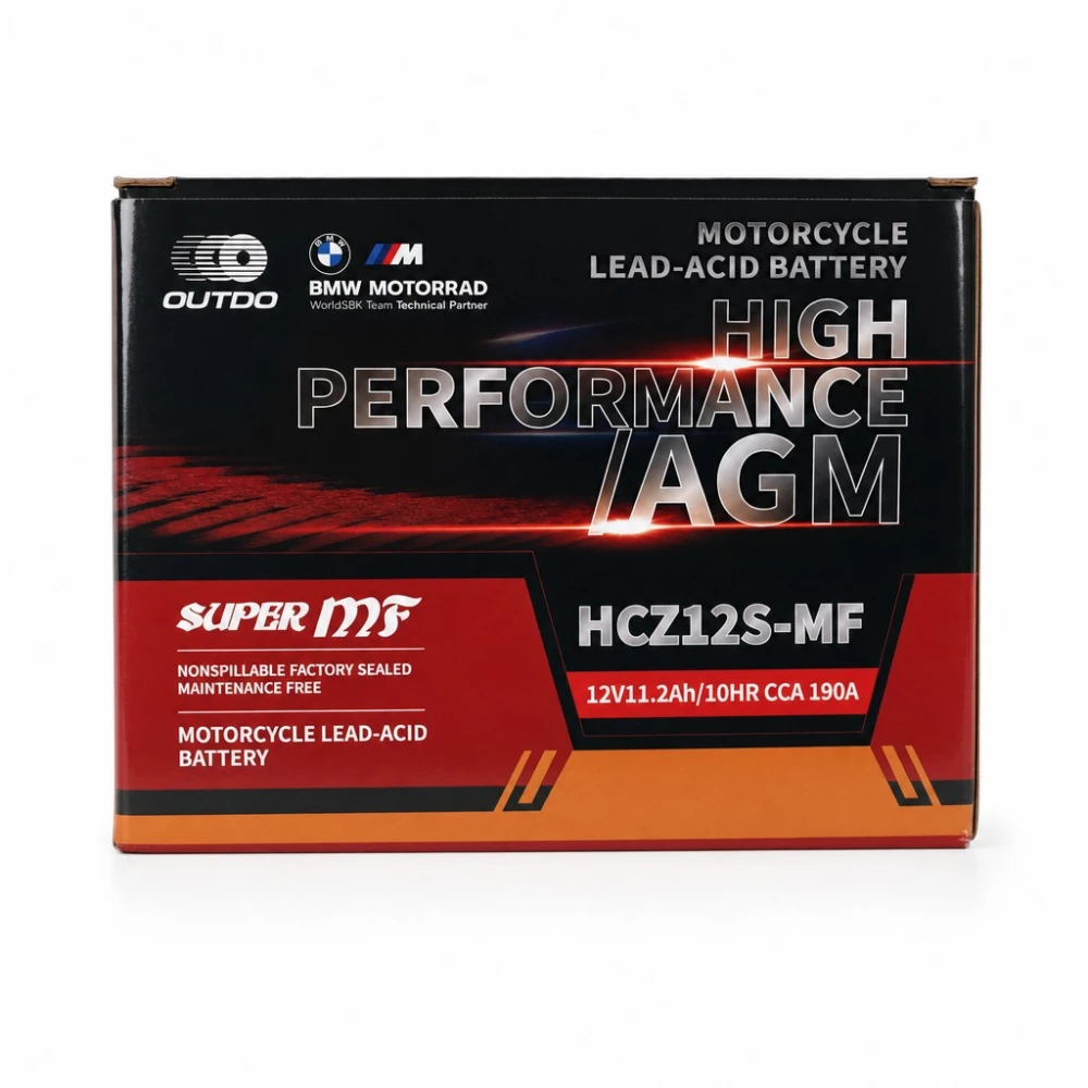 Baterie Moto AGM 12V 11.2Ah OUTDO HCZ12S-MF - Compatibilă Yuasa YTZ12S(-BS) / GTZ12S / ETZ12S