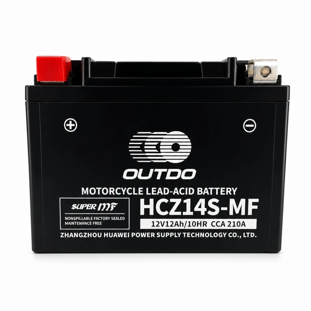 Baterie Moto AGM 12V 12Ah OUTDO HCZ14S-MF - Compatibil Yuasa YTZ14S(-BS) / GTZ14S / ETZ14S