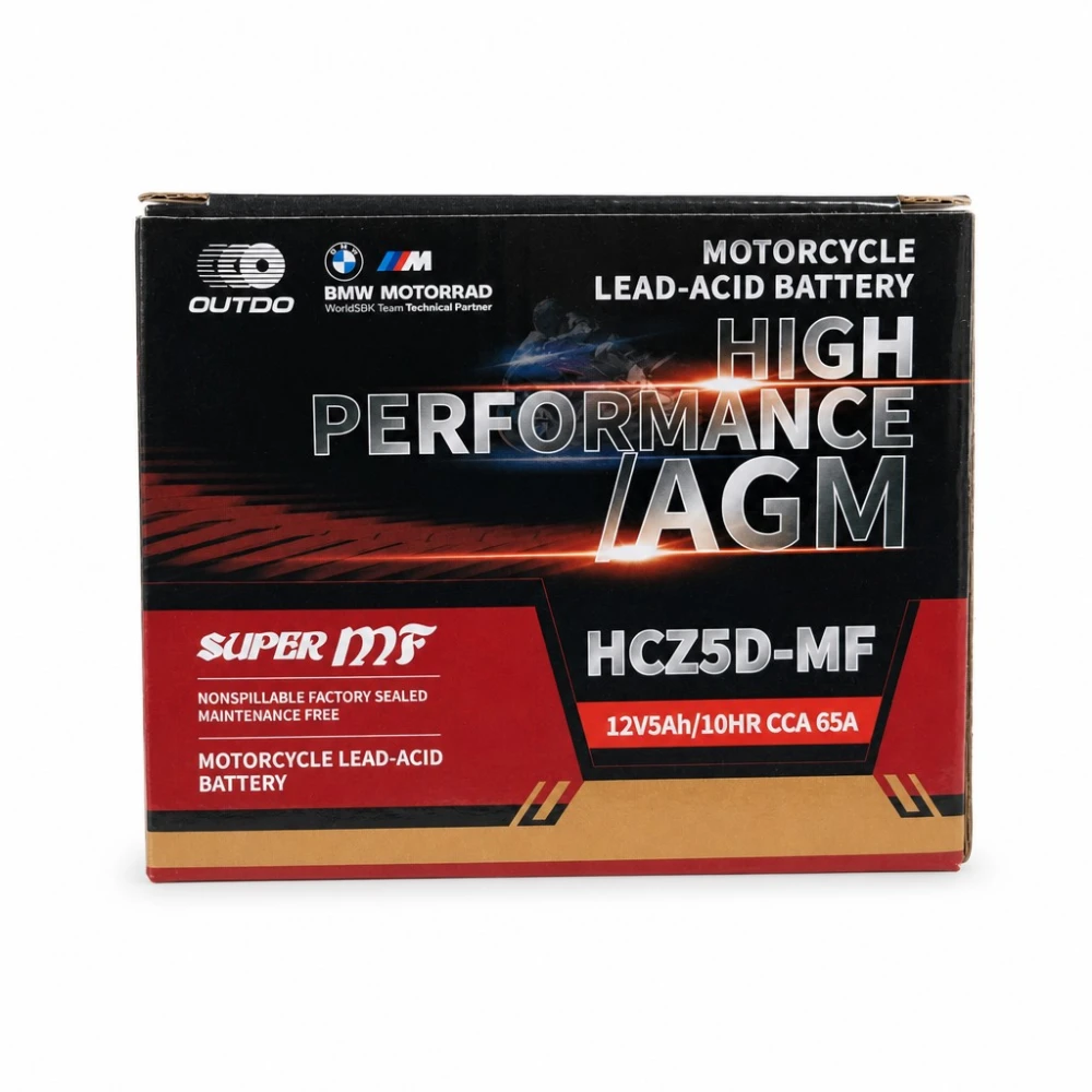 Baterie Moto AGM 12V 5Ah OUTDO HCZ5D-MF - Compatibil Yuasa YTZ7S-BS / GTZ7S / ETZ5L-BS
