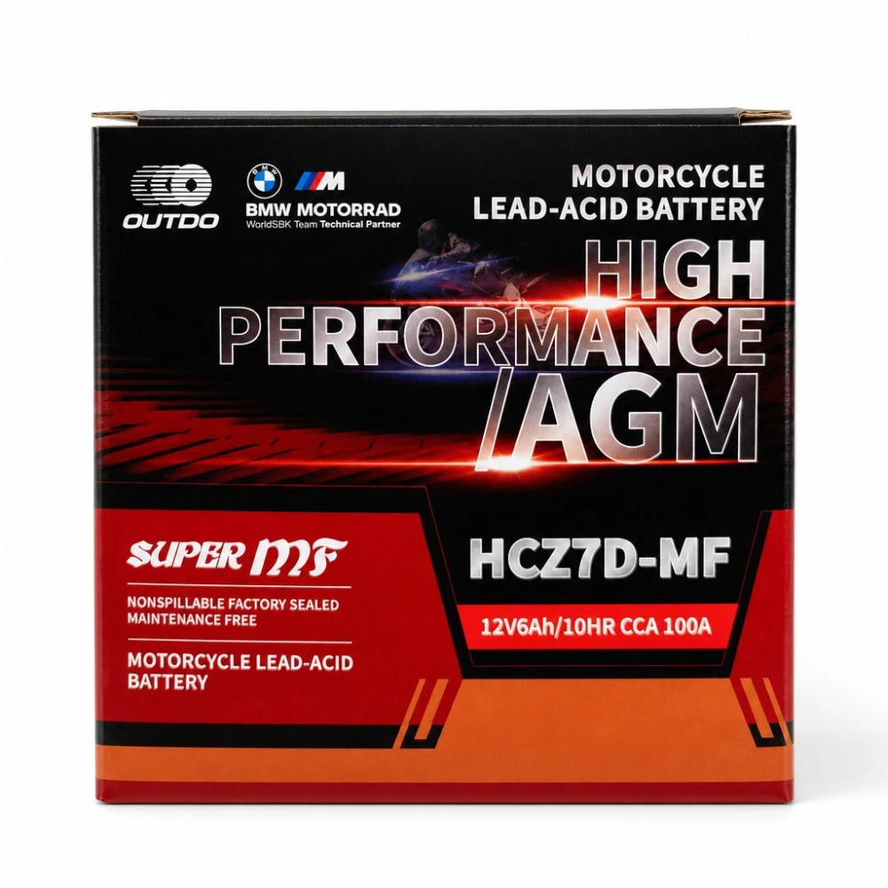 Baterie Moto AGM 12V 6Ah OUTDO HCZ7D-MF - Compatibil Yuasa YTZ7S-BS / GTZ7S / ETZ7S