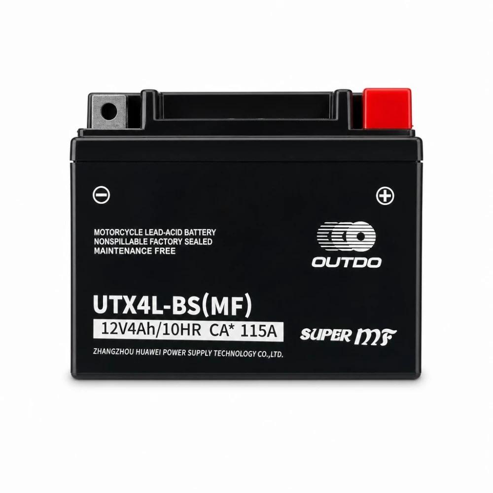 Baterie Moto AGM 12V 4Ah OUTDO UTX4L-BS(MF) - Compatibilă Yuasa YTX4L-BS / GTX4L-BS / ETX4L-BS