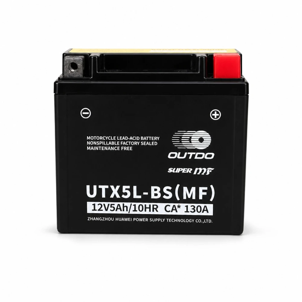 Baterie Moto AGM 12V 5Ah OUTDO UTX5L-BS(MF) - Compatibilă Yuasa YTX5L-BS / GTX5L-BS / ETX5L-BS