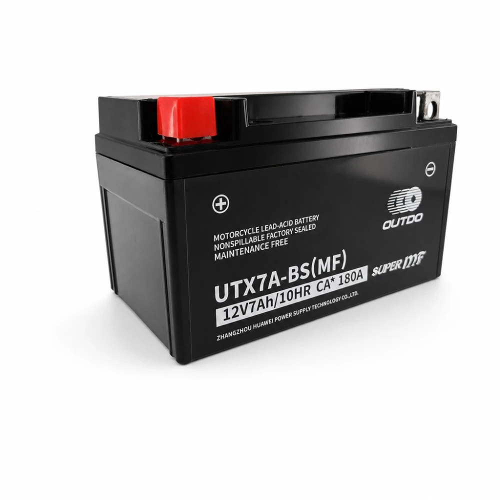 Baterie Moto AGM 12V 7Ah OUTDO UTX7A-BS(MF) - Compatibilă Yuasa YTX7A-BS / GTX7A-BS / ETX7A-BS