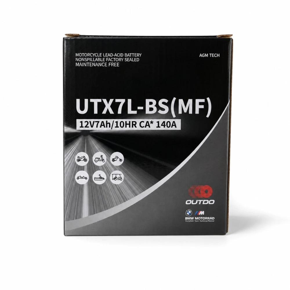 Baterie Moto AGM 12V 7Ah OUTDO UTX7L-BS(MF) - Compatibil Yuasa YTX7L-BS / GTX7L-BS / ETX7L-BS