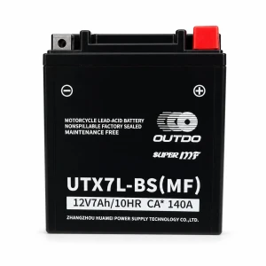 OUTDO Baterie Moto AGM 12V 7Ah OUTDO UTX7L-BS(MF) - Compatibil Yuasa YTX7L-BS / GTX7L-BS / ETX7L-BS