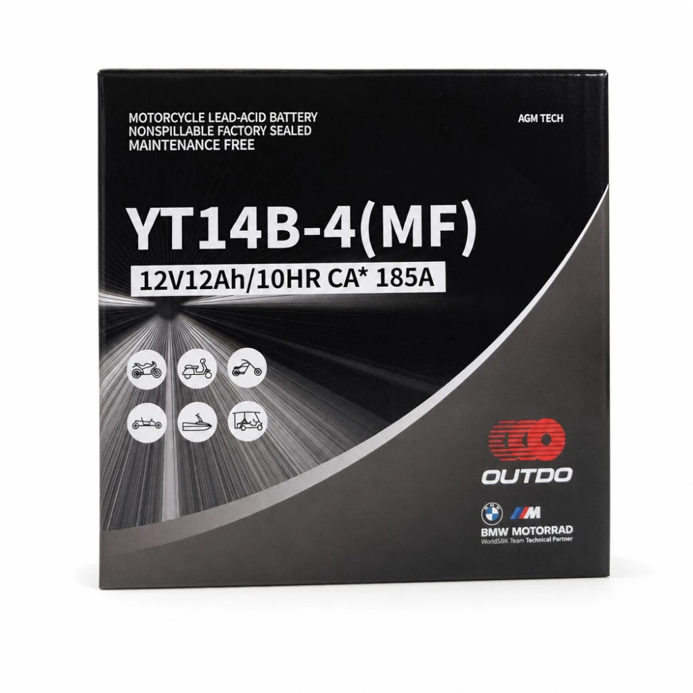 Baterie Moto AGM 12V 12Ah OUTDO YT14B-4(MF) - Compatibil Yuasa YT14B-BS / GT14B-BS / GT14B-4 / ETZ14B-BS / ET14B-4
