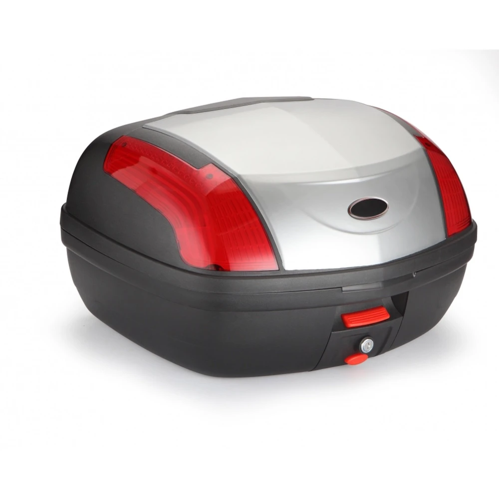 Top case moto 46 litri universal argintiu - pentru 2 casti cu incuietoare