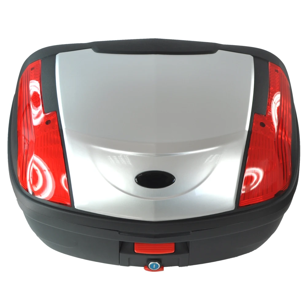 Top case moto 46 litri universal argintiu - pentru 2 casti cu incuietoare