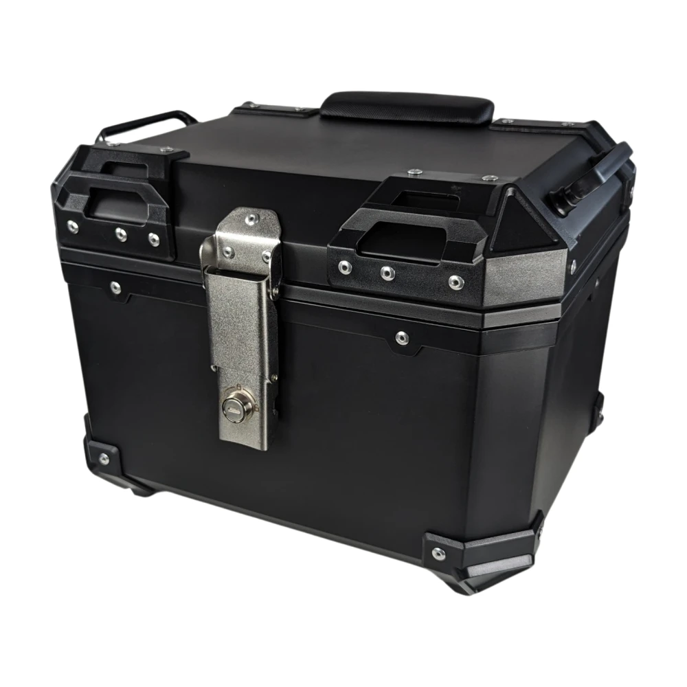 Top case moto universal 36L cu spătar lombar și carcasă pătrată din ABS negru