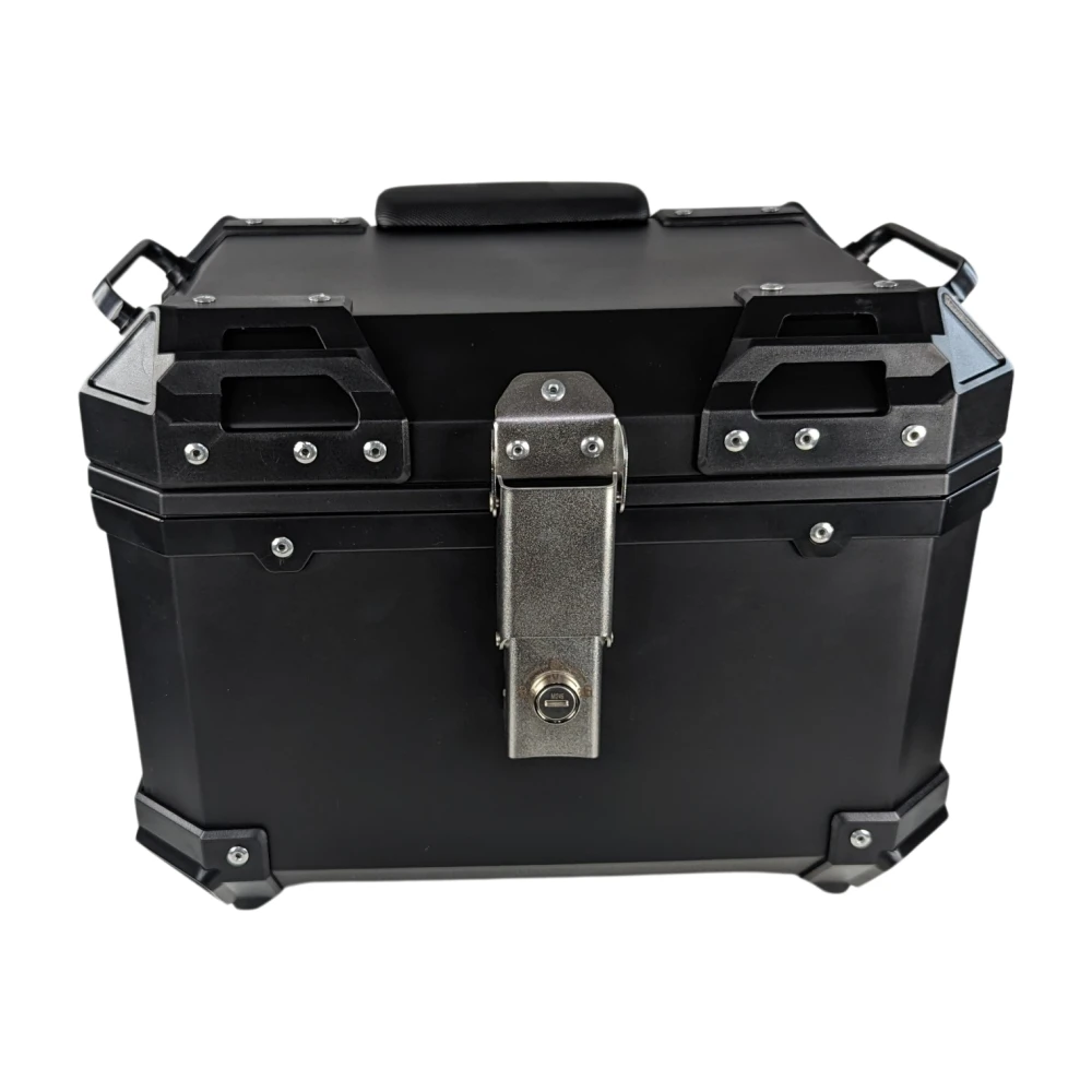 Top case moto universal 36L cu spătar lombar și carcasă pătrată din ABS negru