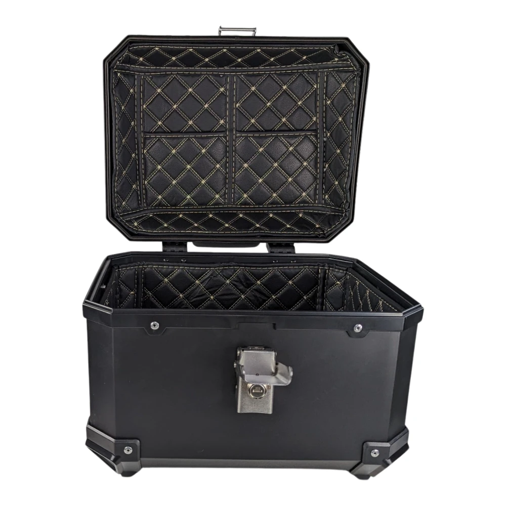 Top case moto universal 36L cu spătar lombar și carcasă pătrată din ABS negru