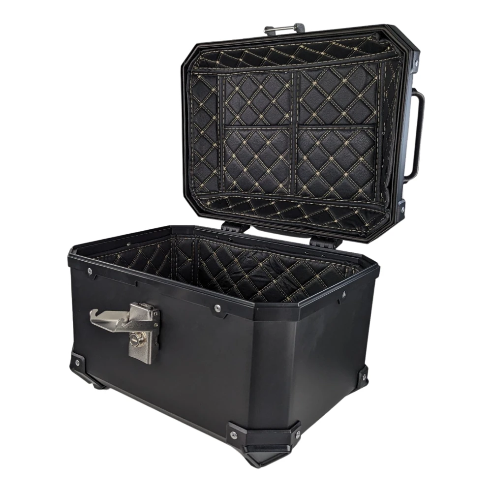 Top case moto universal 36L cu spătar lombar și carcasă pătrată din ABS negru