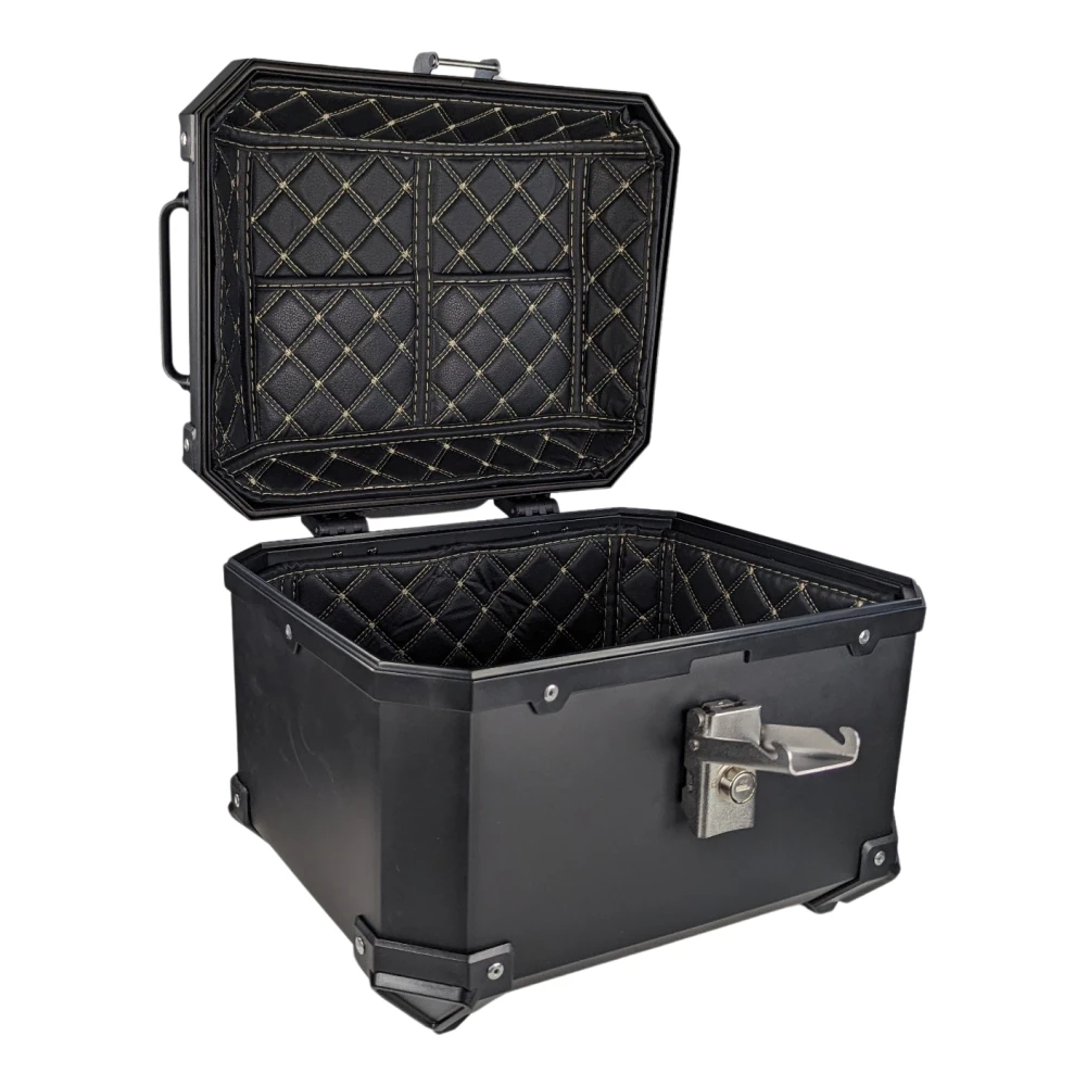 Top case moto universal 36L cu spătar lombar și carcasă pătrată din ABS negru