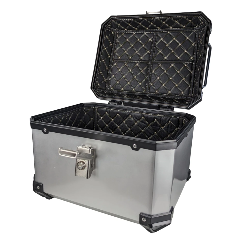 Top case universal moto 45L argintiu - cutie pătrată pentru 1 cască
