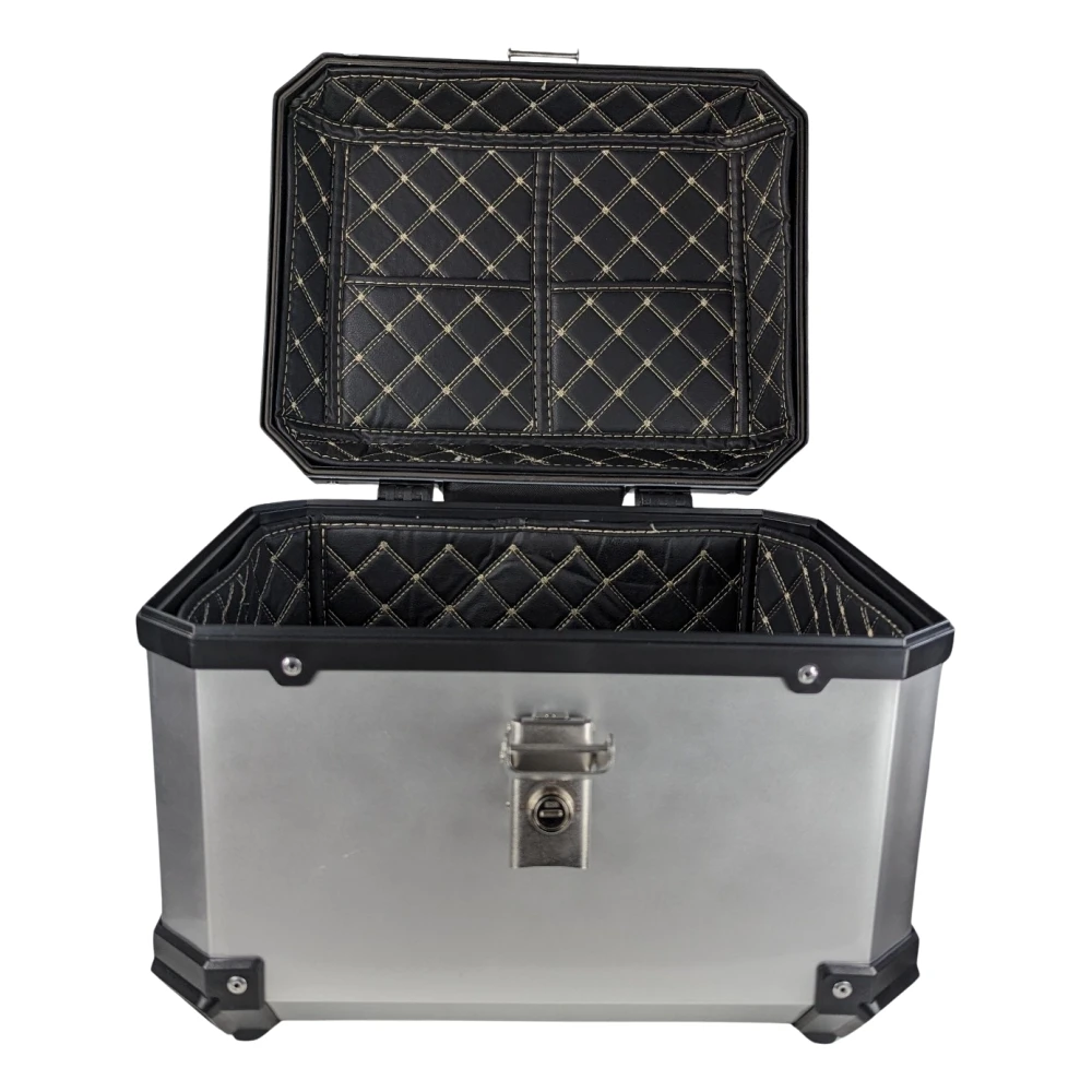Top case universal moto 45L argintiu - cutie pătrată pentru 1 cască