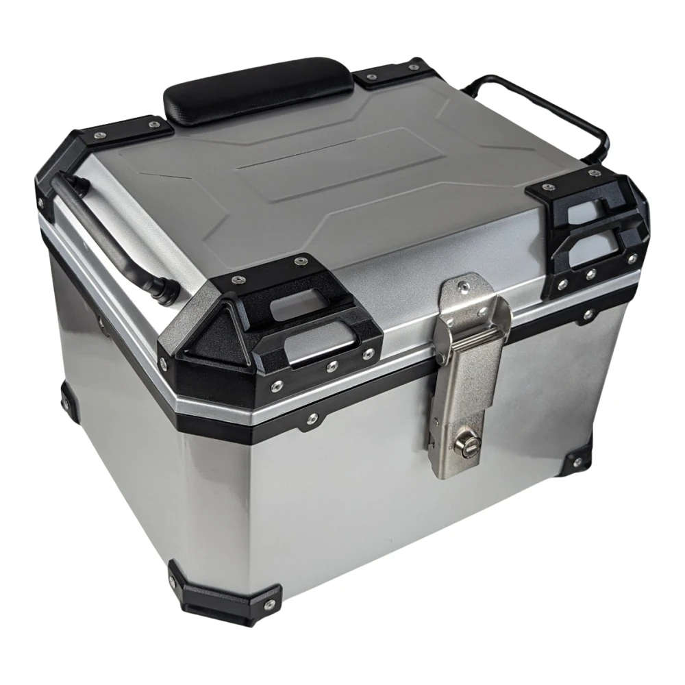 Top case universal moto 45L argintiu - cutie pătrată pentru 1 cască