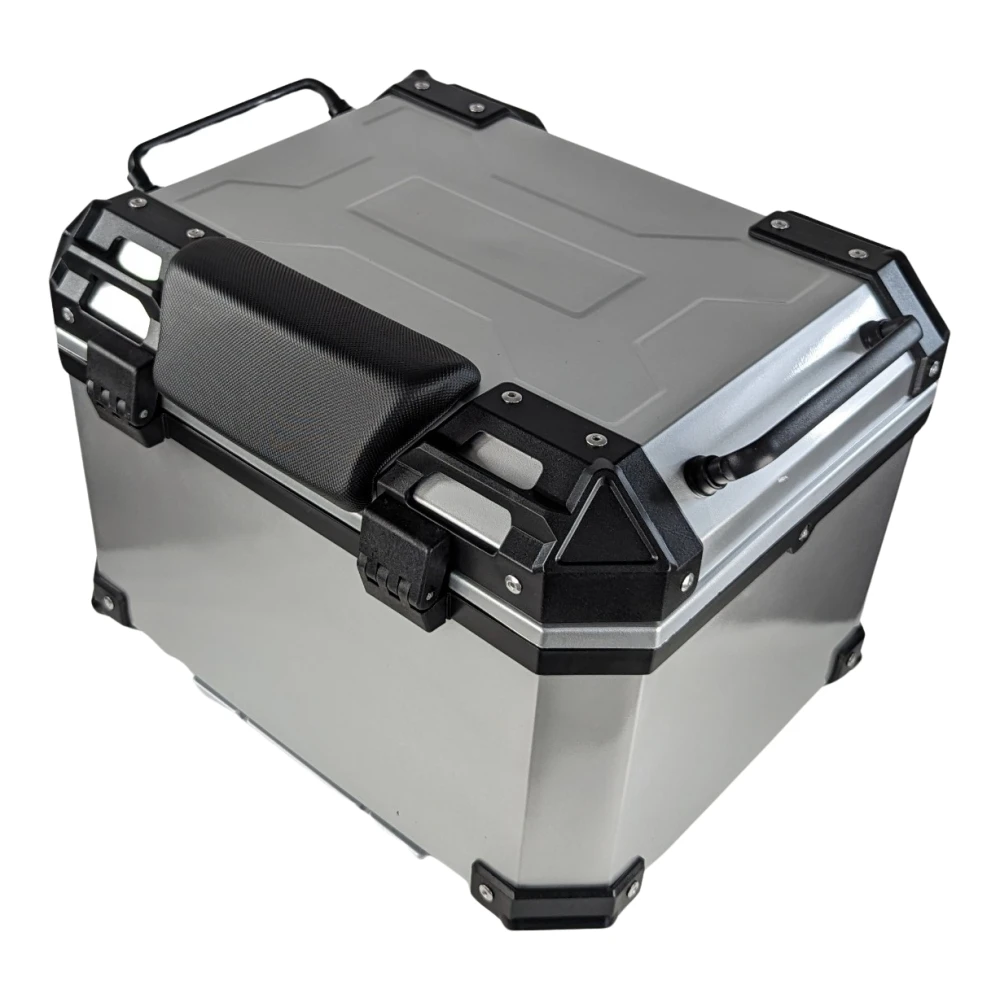 Top case universal moto 45L argintiu - cutie pătrată pentru 1 cască
