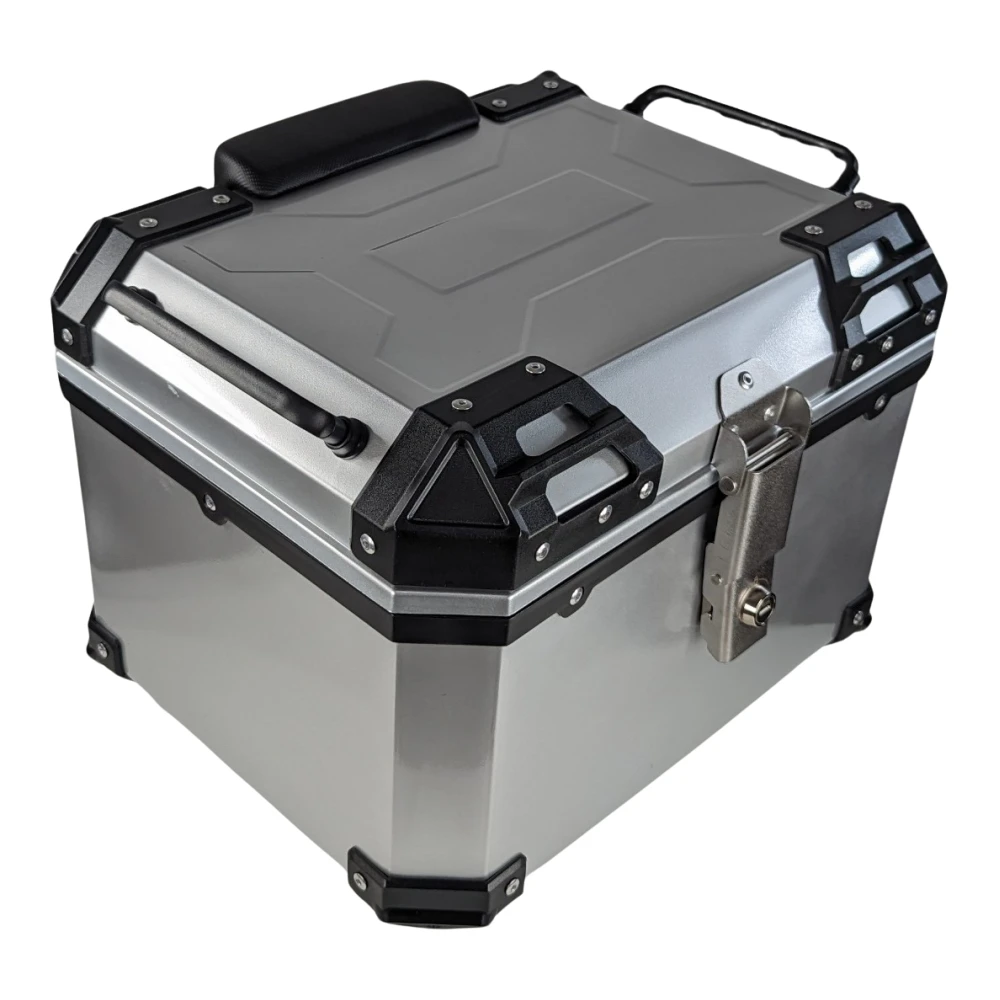 Top case universal moto 45L argintiu - cutie pătrată pentru 1 cască