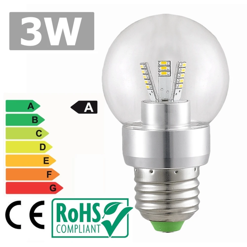 Bec LED E27 3W 6500K 360° lumină albă puternică