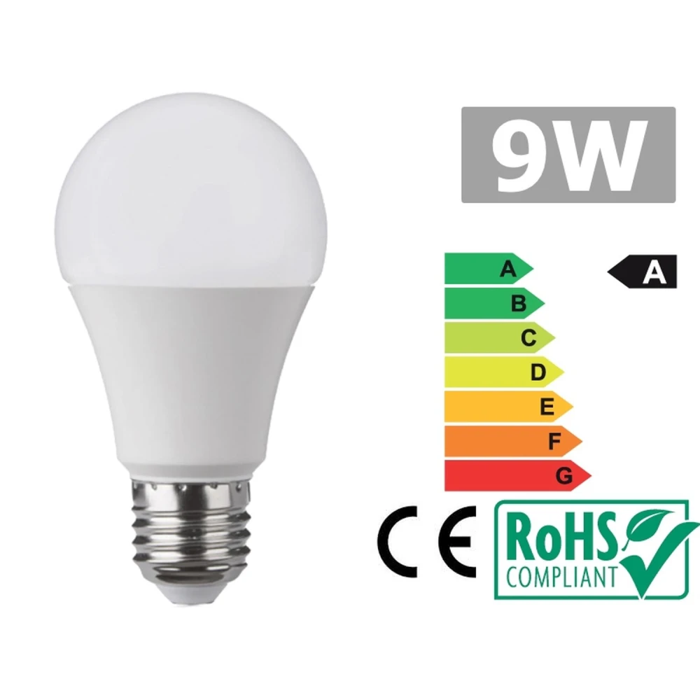 Bec LED E27 9W lumină caldă 3300K pentru iluminare eficientă