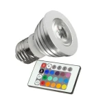 Bec LED RGB E27 3W cu telecomandă pentru iluminare versatilă