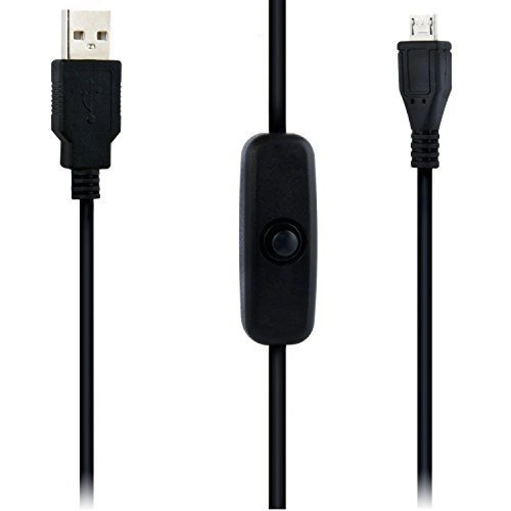 Cablu cu întrerupător USB A la Micro USB pentru Raspberry Pi 1m negru