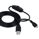 Cablu cu întrerupător USB A la Micro USB pentru Raspberry Pi 1m negru