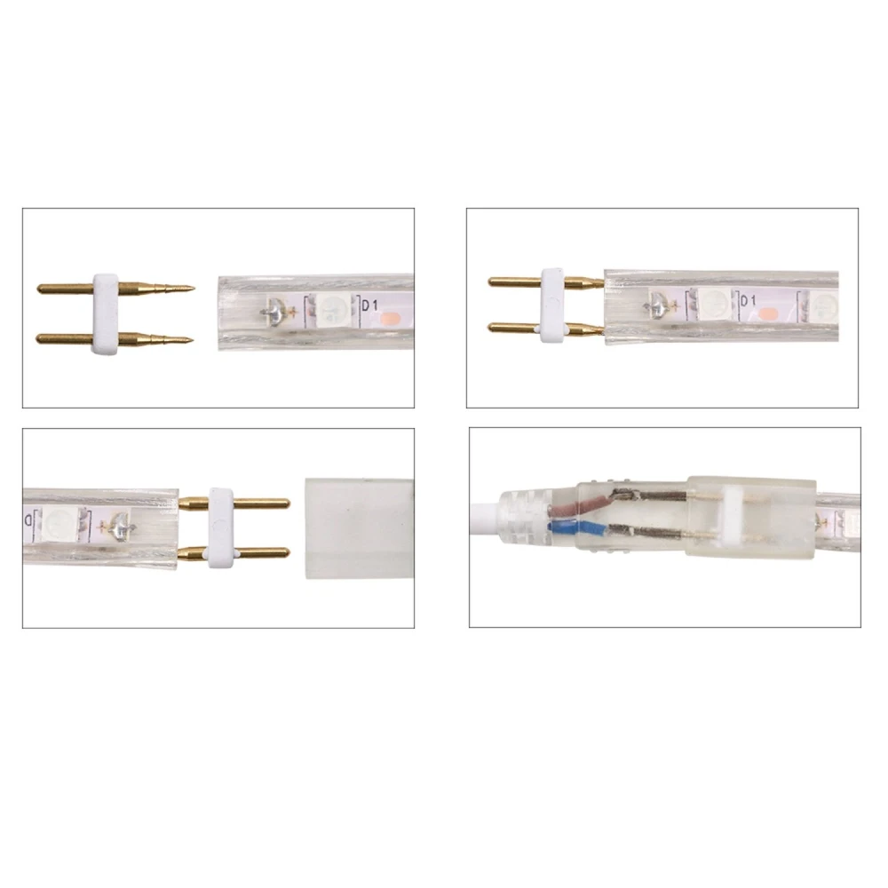 Cable para tira led 220v con enchufe y protección IP65 en ambiente exterior