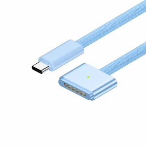 Cablu USB-C la MagSafe 3 140W pentru MacBook Pro și Air - 2 m împletit, Sky Blue