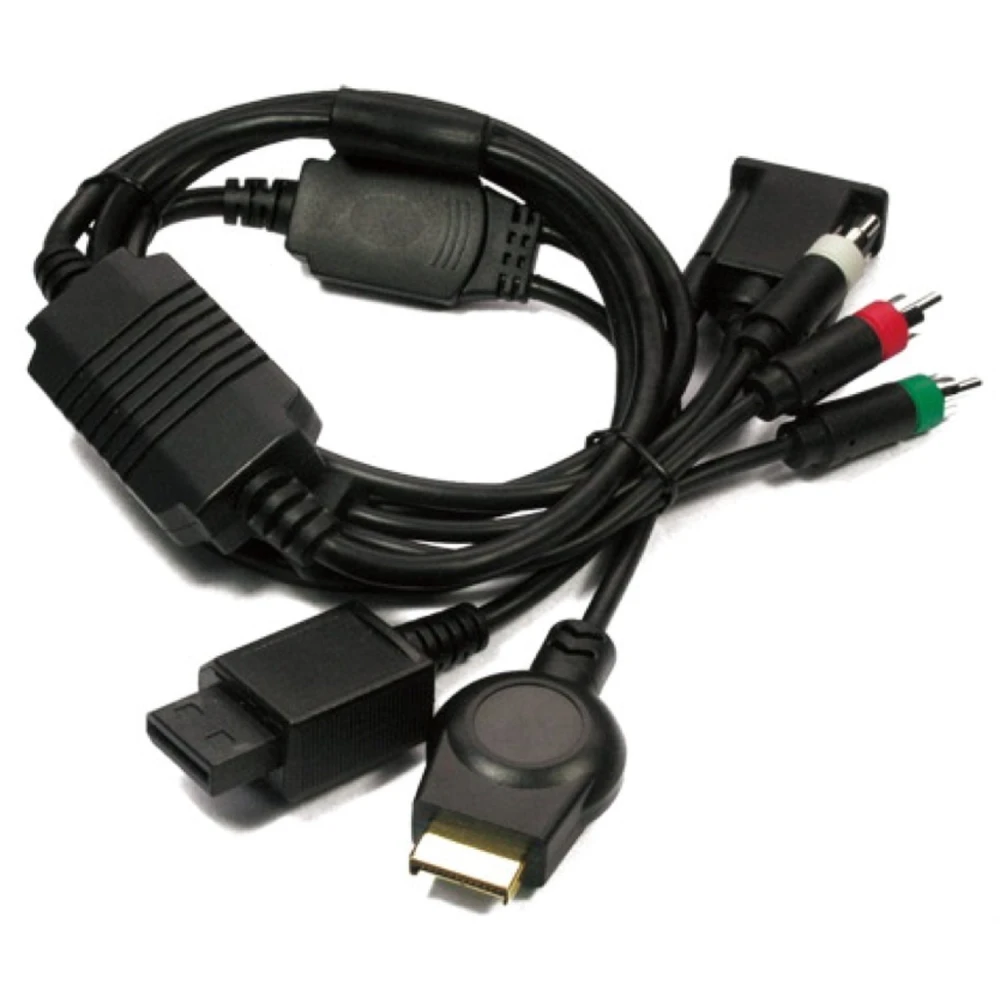 Cable VGA para PS3 Wii mostrando conectores RCA y VGA