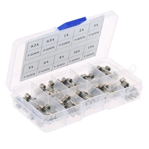 Cutie set siguranțe 5x20 - 100 siguranțe în 10 valori, de la 0,2A la 15A