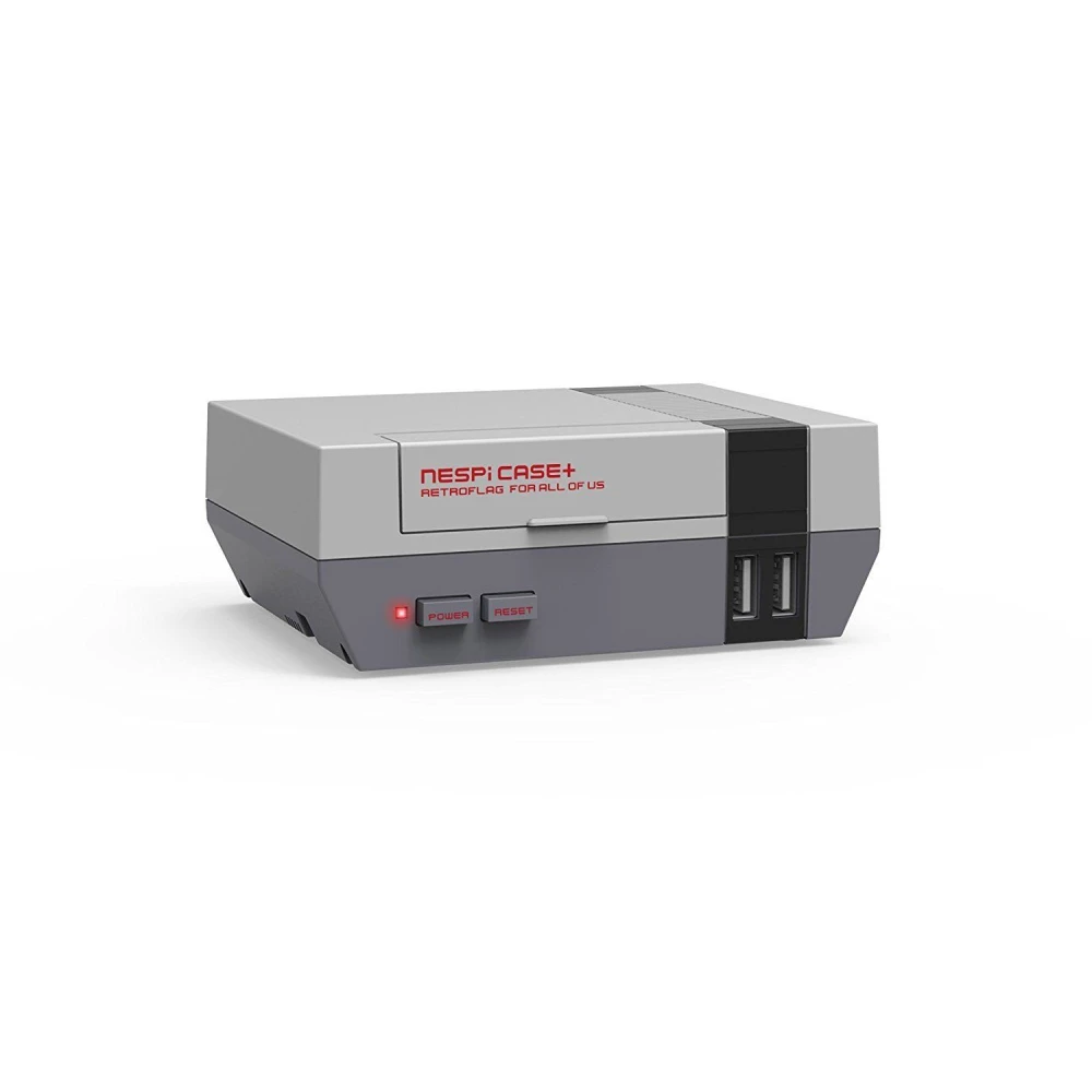 Vista lateral de la caja Retroflag NesPi mostrando puertos de audio y HDMI mejorados