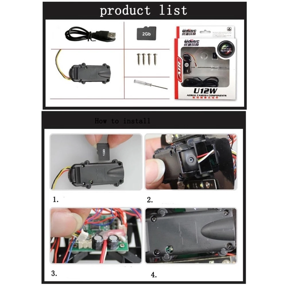 Cameră HD pentru quadcopter U12W compatibilă cu modelele U818A și U829A