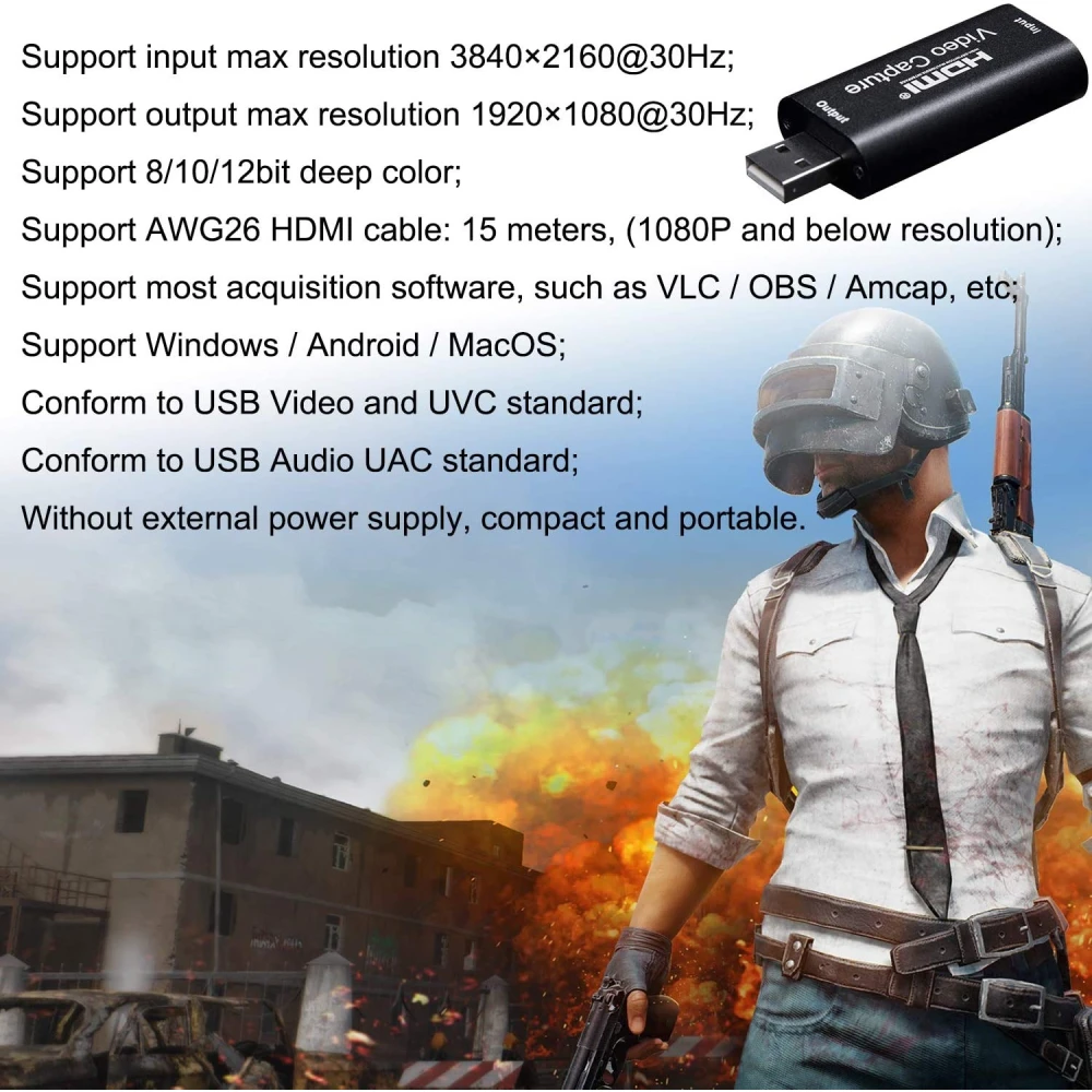 Captură video HDMI USB 1080P pentru streaming, jocuri și videoconferințe