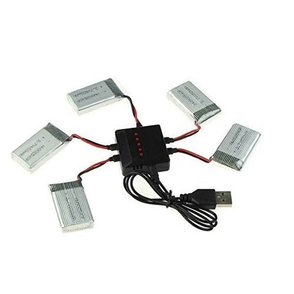 Încărcător USB pentru 5 baterii simultane pentru quadcopterul Syma X5C și modele compatibile