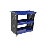 Carucior de atelier profesional cu 3 rafturi, tavi laterale și cârlige