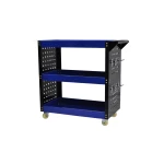 Carucior de atelier profesional cu 3 rafturi, tavi laterale și cârlige