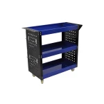 Carucior de atelier profesional cu 3 rafturi, tavi laterale și cârlige