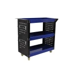 Carucior de atelier profesional cu 3 rafturi, tavi laterale și cârlige